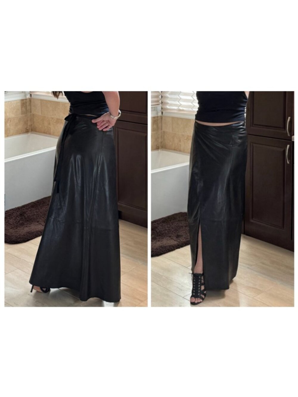 Banana Republic Vintage Black Leather Maxi Wrap Skirt, sz 12 - Picture 12 of 12